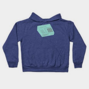 Beat Maker (Dark Silver Lines + Middle Blue Green Drop Shadow) Analog / Music Kids Hoodie